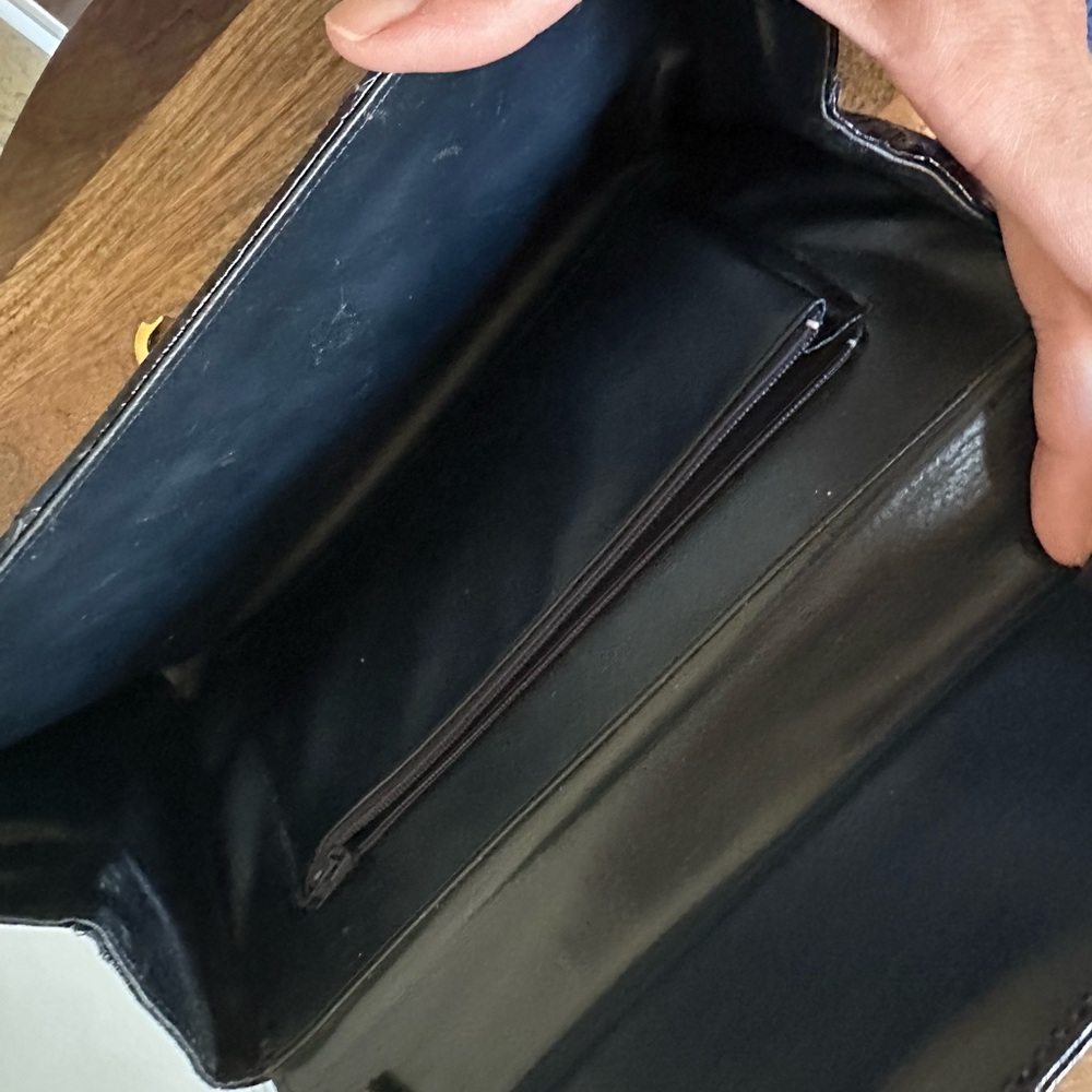 Vintage Python Dark Blue Chain Strap Shoulder Bag - image 5